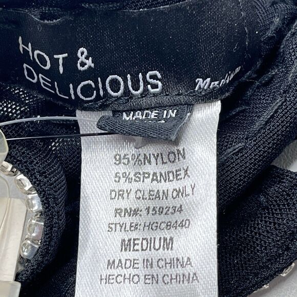 Hot & Delicious Rhinestone Black  Triangle Halter Bikini Top Women’s Size M NWT - Picture 10 of 12